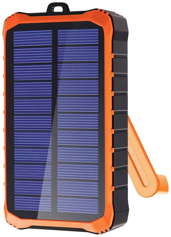 4Smarts Prepper Solar Powerbank 12000 mAh Li-Ion USB-A, USB-C® Svart, Orange LED-ficklampa, Friluftsliv