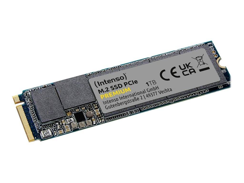M.2 SSD från Intenso, 1 TB lagringskapacitet, modell 'Premium' för snabb dataåtkomst.