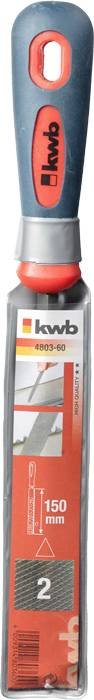 KWB slipstift med blå-röd skaft, 150 mm längd, förpackad i ett rött fodral, lämplig för finarbeten och polering.