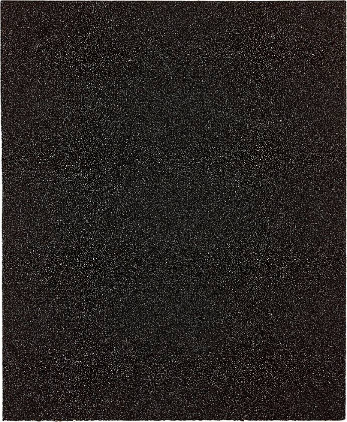 Ett rektangulärt stycke svart sandpapper med kornig textur.