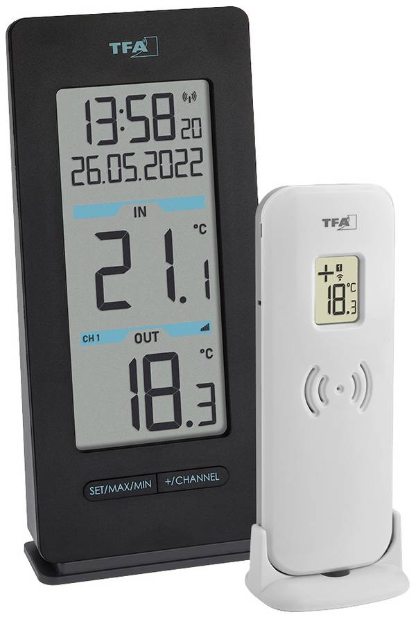 TFA Dostmann Buddy Trådlös digital termometer Svart 30.3072.01