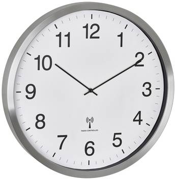 TFA Dostmann 60.3548.02 DCF Väggklocka 50.8 cm x 65 mm  Vit, Silver Stor display