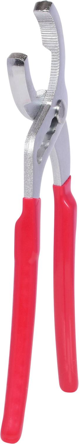 Röd rörtång med metalliska greppytor, lämplig för VVS-arbeten.