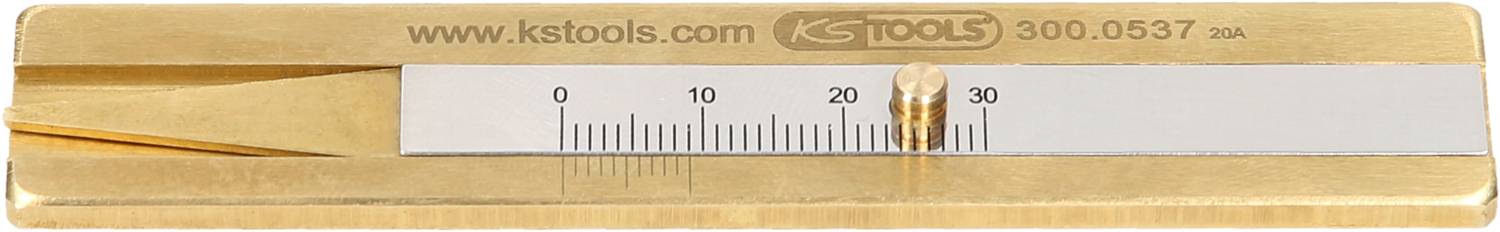 Mätinstrument med skala från 0 till 30. Guldfärgad metallplatta märkt 'www.kstools.com 300.0537'.