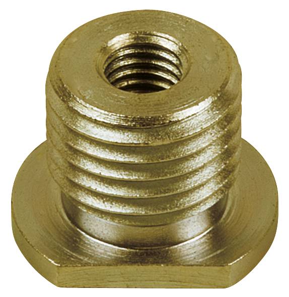 Mässingsadapter, cylindrisk med invändig och utvändig gänga, används som förbindelsekomponent i tekniska tillämpningar.