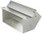 Ett silveraktigt, rektangulärt metallhölje med avfasade kanter och flera fästhål, sannolikt en del av en apparat.