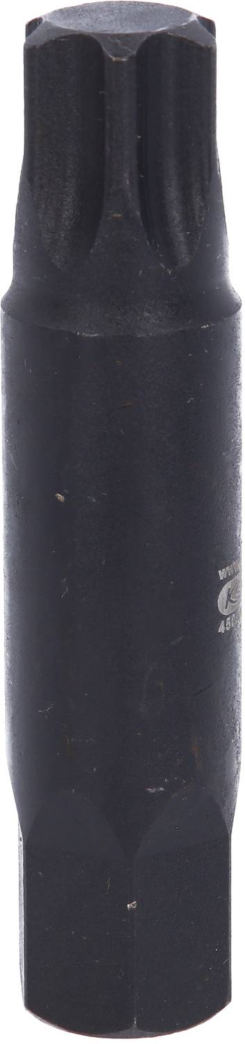 Ett svart, cylinderformat verktygsavslut med kuggad spets, lämpligt för skruvförbindningar med specialprofiler.