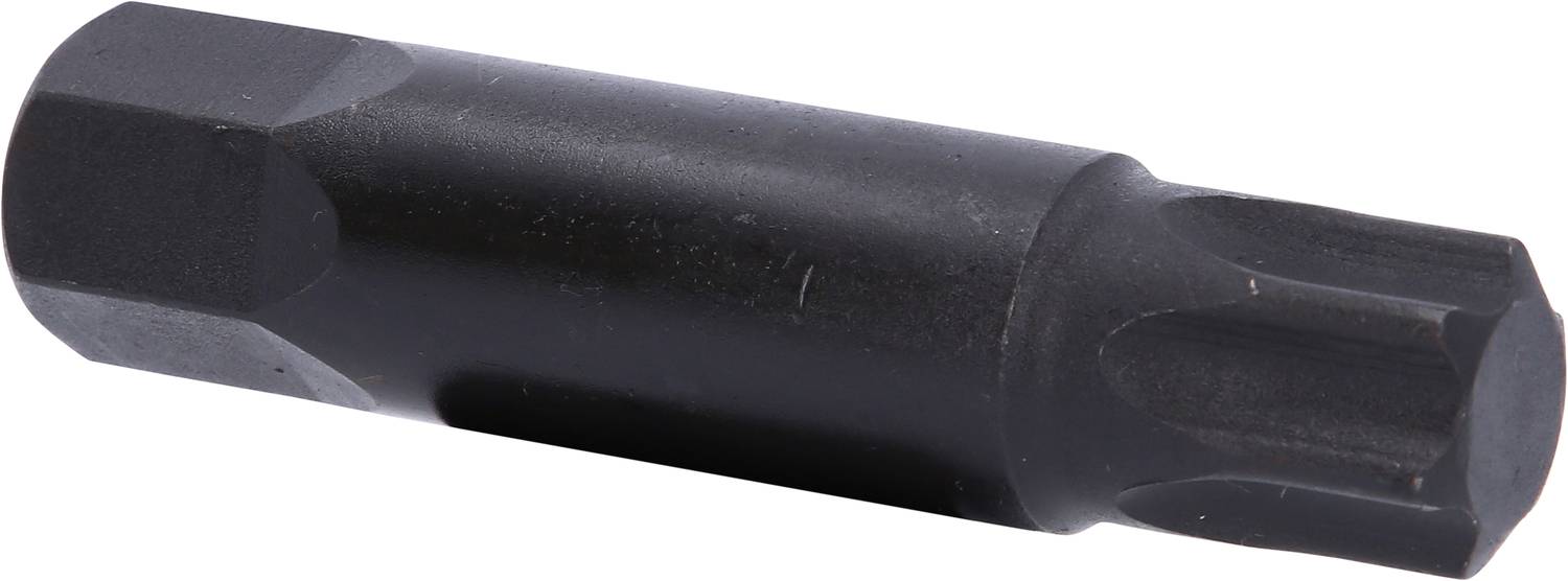 En svart metallinsats med sexkantig skaft och stjärnformad spets, typiskt använd för skruvmejsel.