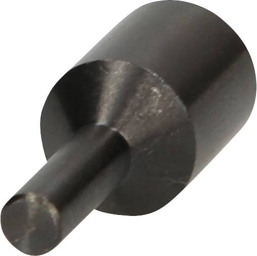 Ett svart, metalliskt verktyg med cylindrisk handtag och konisk spets, möjligen en stämpel eller en form.