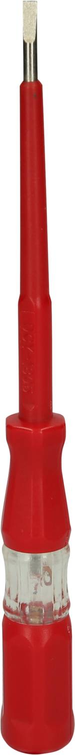 En röd provspetsadapter med vit spets och skalering. Lämpad för säker anslutning till elektriska mätinstrument.
