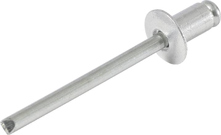 Metallblindnitar med avlång skaft och platt huvud, för att förbinda material där åtkomst till baksidan saknas.