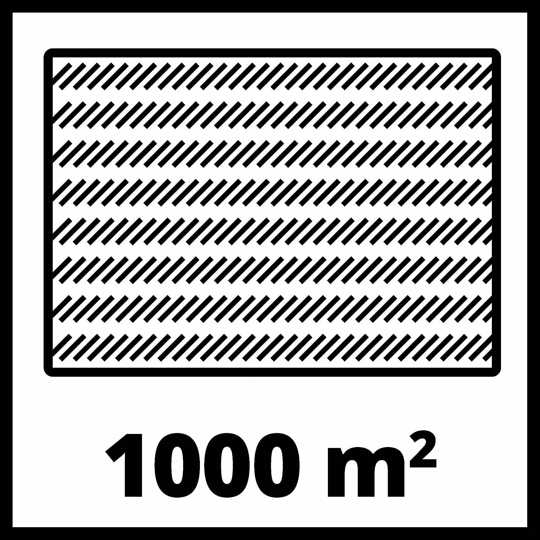 Rektangel med diagonala linjer, area på 1000 kvadratmeter.