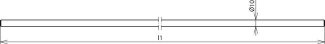 'L1' visar den totala längden för en cylindrisk komponent med en diameter på 10 mm.