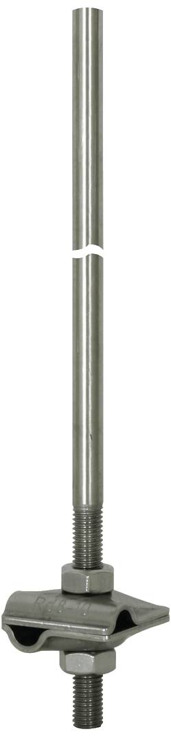 Metallstång med fästklämma nedtill, lämplig för att fixera eller stabilisera föremål.