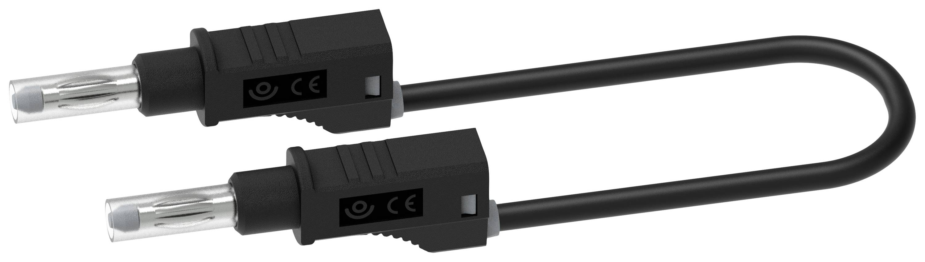 En svart dragkabel med två transparenta kontakter i ändarna, ofta använd för elektroniska anslutningar.