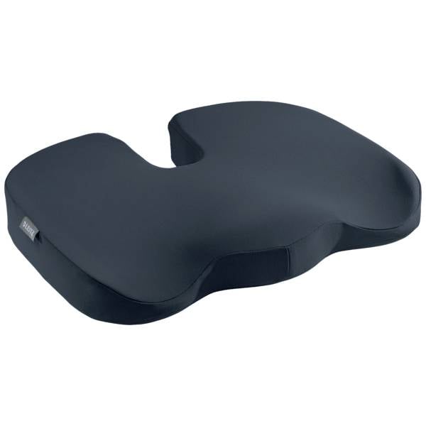 Svart ergonomisk sittdyna i U-form för att avlasta trycket och förbättra sittställningen på stolar eller kontorsstolar.