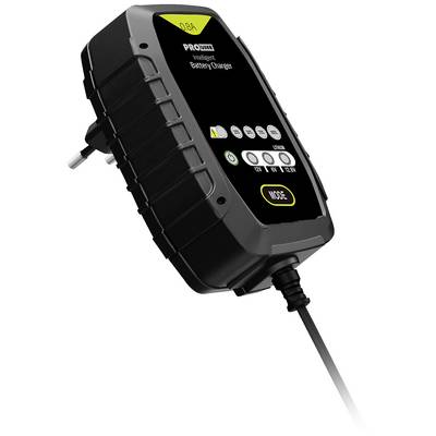 Laddare med LED-indikator och knappar. Visar batteristatus och lägen. Lämplig för 12V- och 24V-batterier.