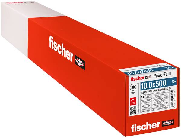 Fischer 562977 FPF II CHTF 10,0 x 500 BC 25 Träskruv 10 mm 500 mm TX    Stål galvaniskt förzinkad 25 st