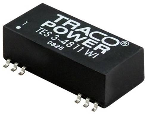 Svart elektronisk krets från Traco Power, modell TES 3-4811 WI, med flera metallstift.