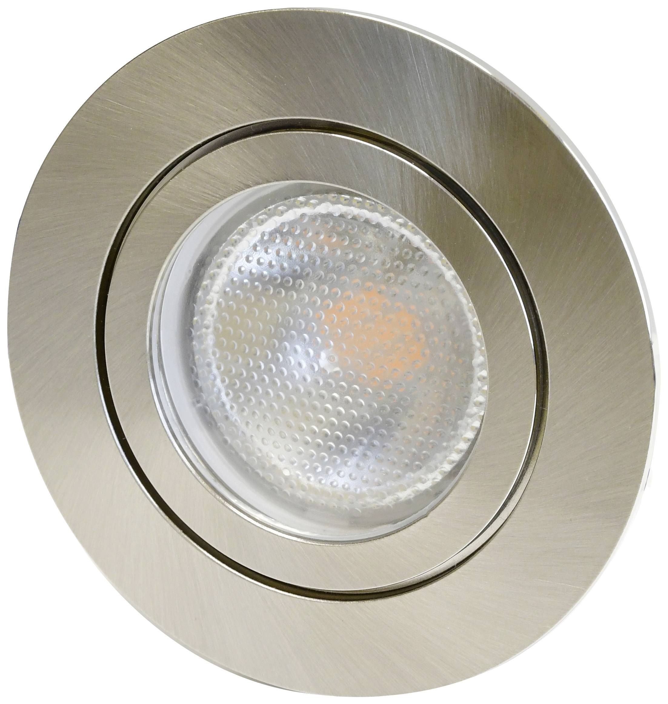 Taklampa med rund metallram och klar glasskärm. Modernt design, lämplig för riktad belysning inomhus.