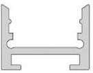 Tvärsnitt av en aluminiumskena med H-profil, lämplig för konstruktions- och monteringssystem.