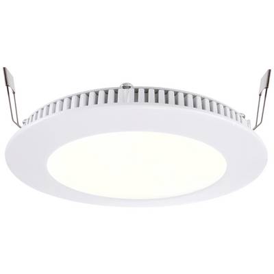Rund LED-taklampa med vita metallklämmor, lämplig för infälld takmontering.