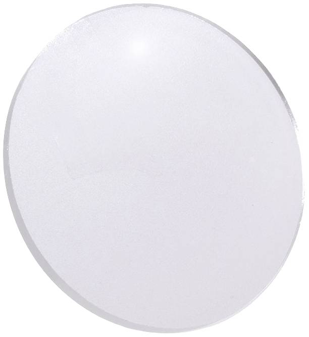Ett ovalt, blankt, transparent föremål med slät yta.