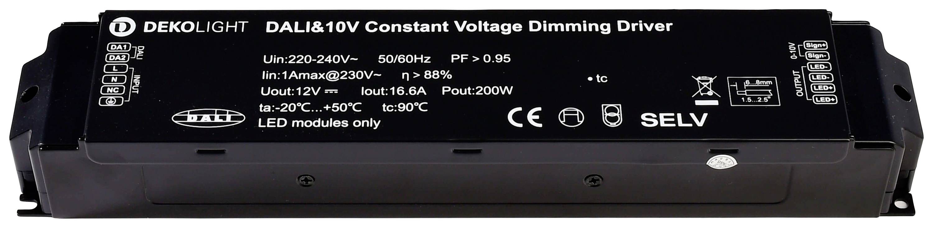 DALI&10V Konstantspännings-dimmer för LED-belysning, ingång: 220-240V, 50/60Hz, IP20, max effekt: 200W, tillverkare: Deko-Light.
