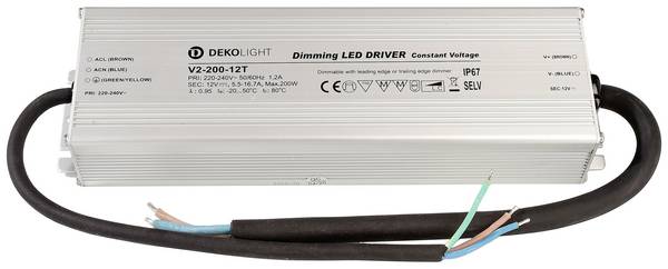 Deko Light IP, DIM CV LED transformator  Konstantspänning 200 W 5500 mA - 16.70 A 12 V/DC dimbar 1 st