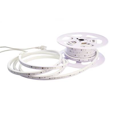 Rulle med LED-remsa och nätadapter, redo för användning eller installation.