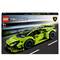 Lego Technic-modell 'Lamborghini Huracán Tecnica' i grön färg placerad på en väg; byggsats för barn från 9 år.