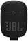 En svart bärbar Bluetooth-högtalare med JBL-logotyp, texturerad yta och kontrollknappar för volym och uppspelning.