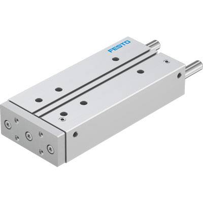 Pneumatisk slides från Festo med silverhölje och flera fästhål, lämplig för industriell automation.