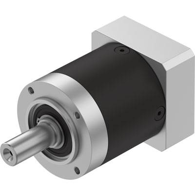 En cylindrisk, svart och silver kuggmotormotor med en utgående axel, visar tekniska detaljer och design.