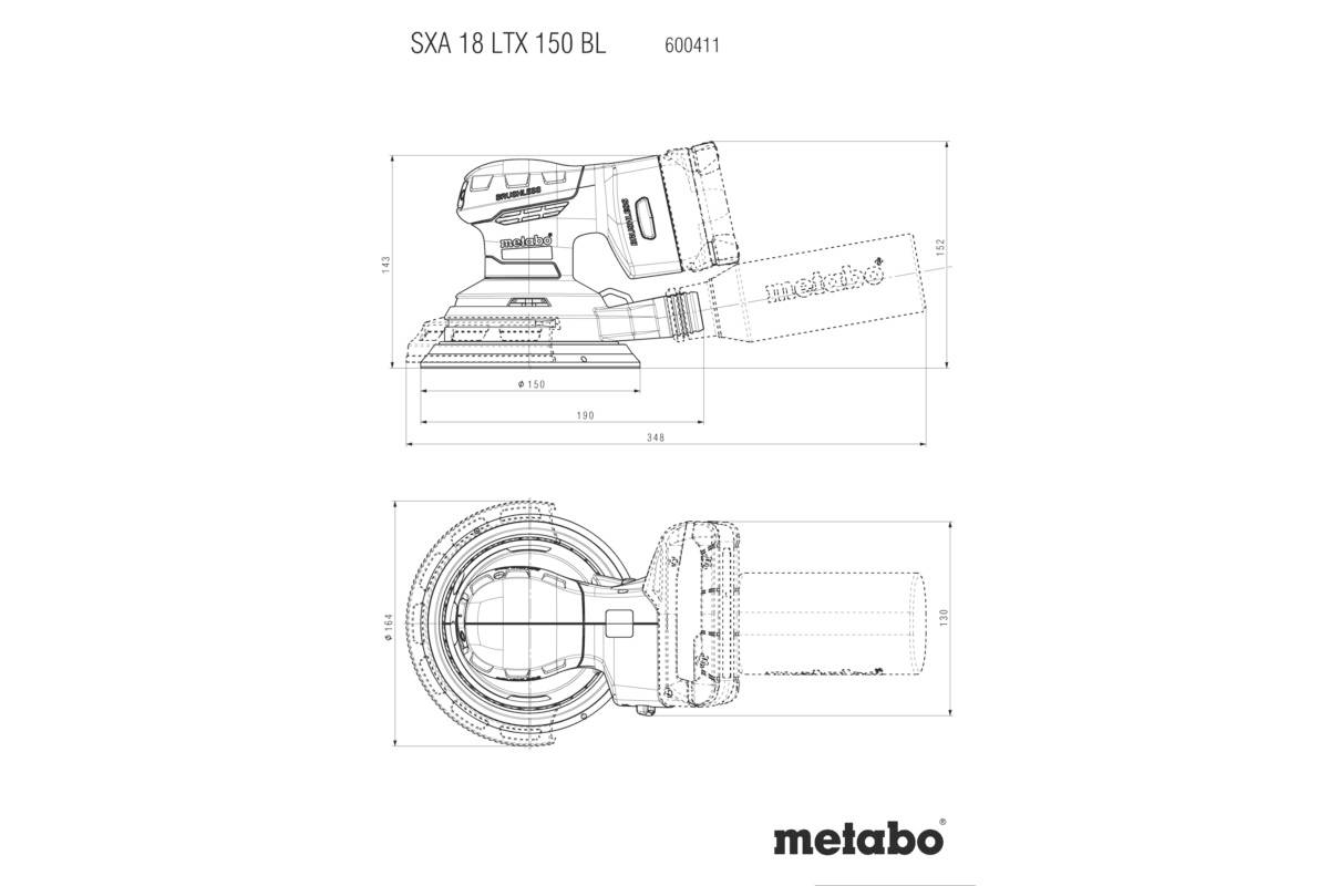 Metabo 600411840 Excenterslip Batteridriven borstfri, inkl. väska, exkl. batteri/laddare, Utan laddare 18 V Ø 150 mm-5