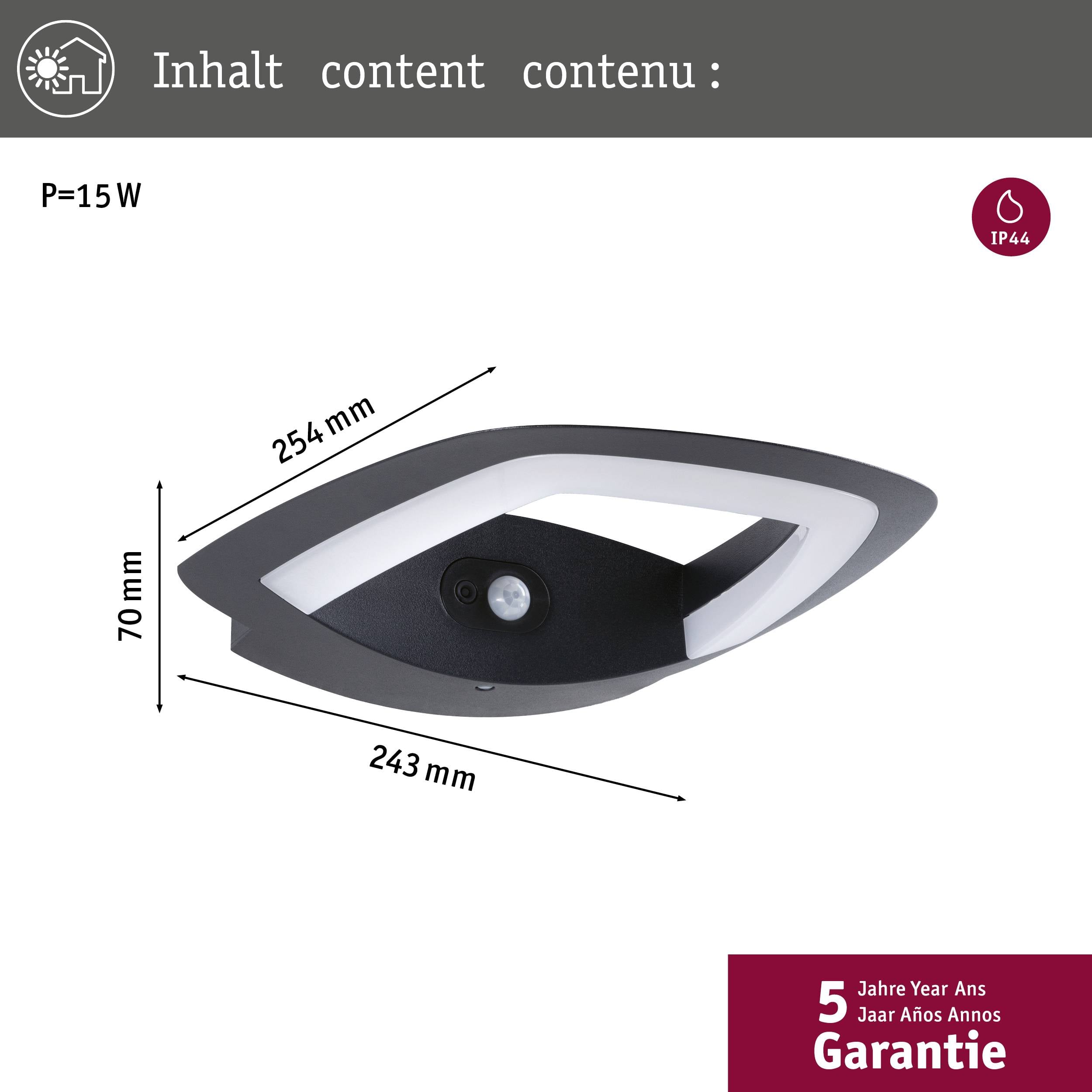 Modern taklampa, 15W, IP44, mått: 254x243 mm, höjd 70 mm, 5 års garanti. Elegant, energieffektivt design.
