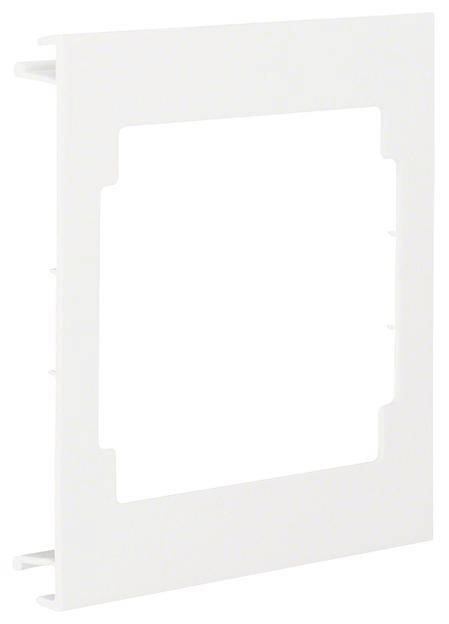En rektangulär, vit plastram med avrundade hörn och ett stort, centralt urtag.