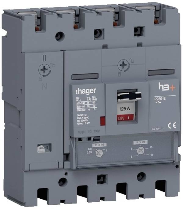 Hager HET126DR Brytare 1 st Inställningsområde (ström): 125 A (max)