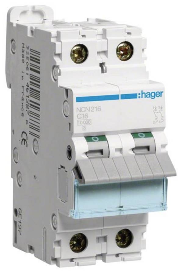 Hager NCN216 NCN216 Automatsäkring 2-polig 16 A 400 V