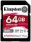 Kingston SD-kort med 64 GB lagring, 300 MB/s läshastighet, lämplig för högupplösta videoinspelningar.