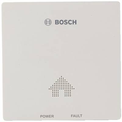 En Bosch-larmanordning med ett prickmönster i pilform. Nedanför finns indikatorerna 'POWER' och 'FAULT'.