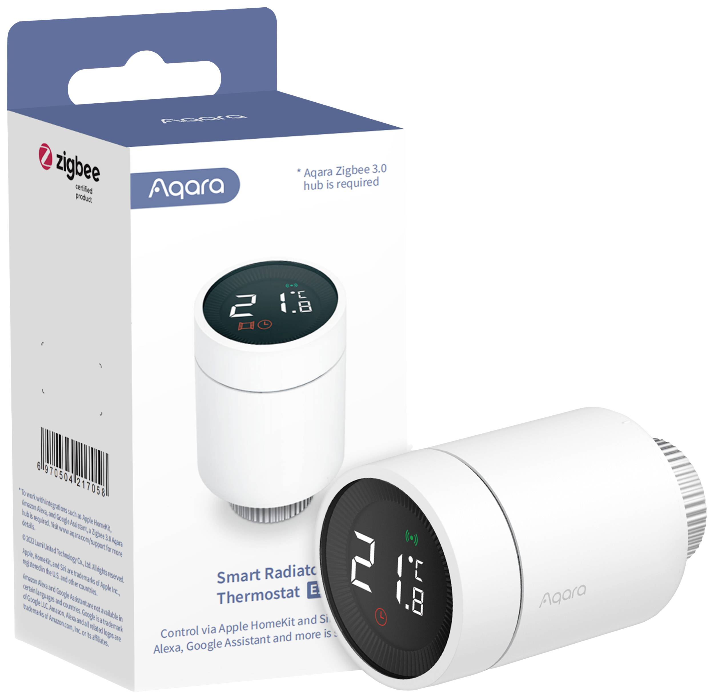 Smartaste radiatortermostat från Aqara med digital display. Kompatibel med Apple HomeKit, Alexa och Google Assistant. Kräver Zigbee 3.0.
