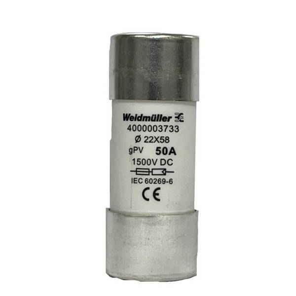 Weidmüller 4000003733 FUSE WSFL 22X58 50A 1K5V GPV Säkring Innehåll 10 st