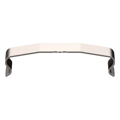 Metallisk klädgalge i minimalistisk design med rena linjer och vassa kanter. Perfekt för upphängning av plagg.