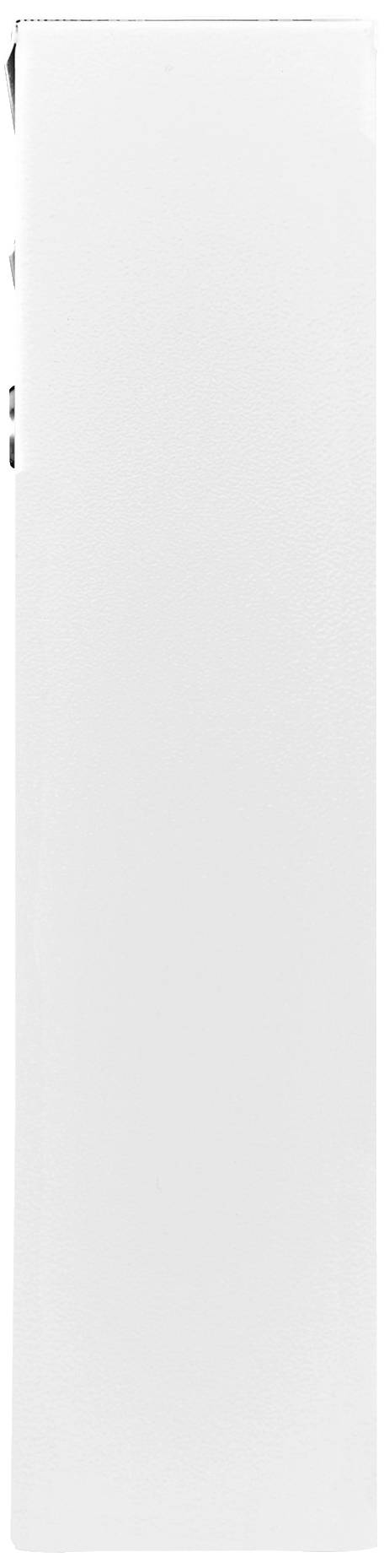 En vit, rektangulär låda på en minimalistisk bakgrund.