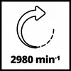 'Figuren visar en symbol med en böjd pil och texten "2980 min⁻¹", vilket indikerar en rotationshastighet på 2980 varv per minut.'