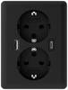 2USB 2U-449719 Infälld dosa med USB-C®, med USB- Laddningsutgång Svart (matt)