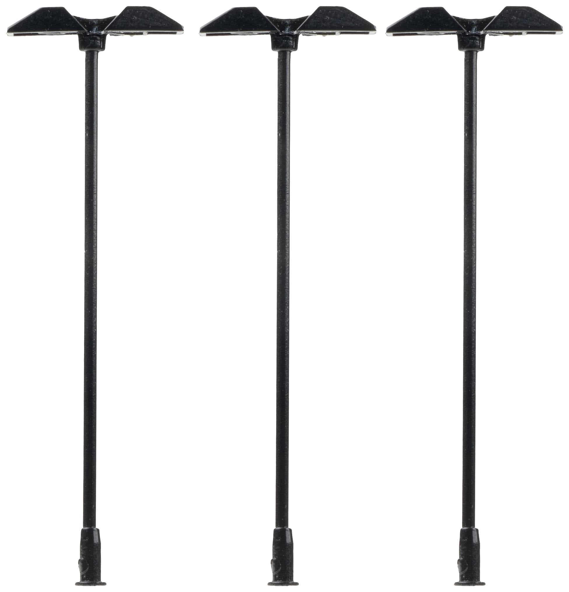 Tre svarta promenadkäppar med ergonomiska handtag och gummifötter på vit bakgrund.