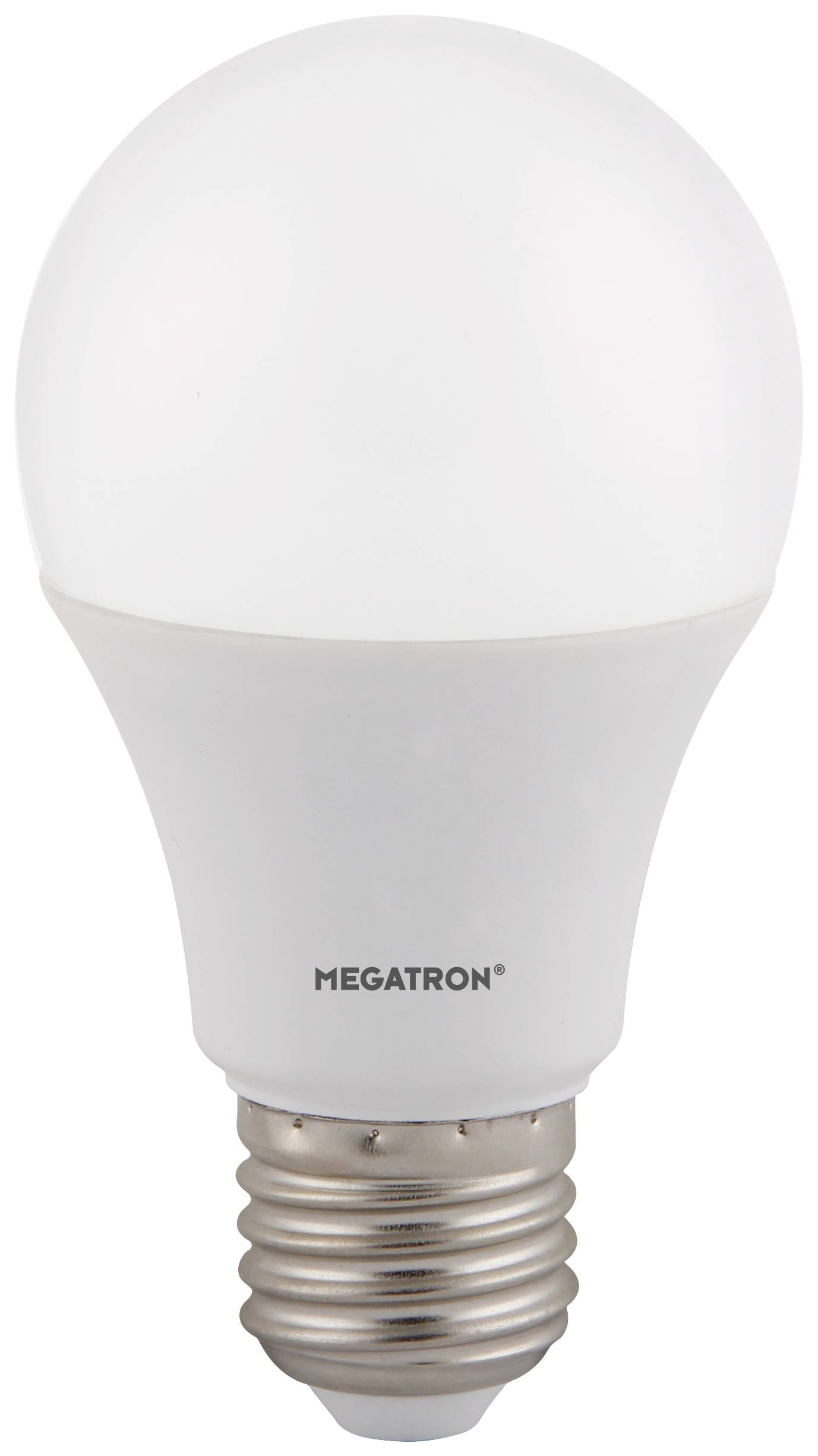 Energibesparande LED-glödlampa med E27-sockel, vitt hölje, lämplig för inomhusbelysning.