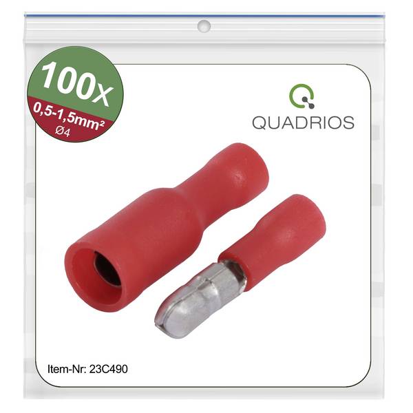 Quadrios 23C490 Rundkontakt 0.5 mm² - 1.5 mm² Röd 100 st
